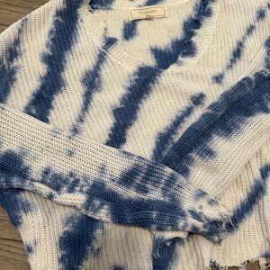 Blue and White Tie-Dye Sweater